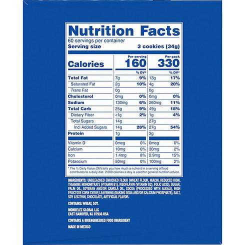 Nabisco Oreo Chocolate Sandwich Cookies, 2 oz., 30 Pack - Classic Chocolate Cookies with Creamy Filling, Perfect for Snacking, Lunchboxes, or Parties